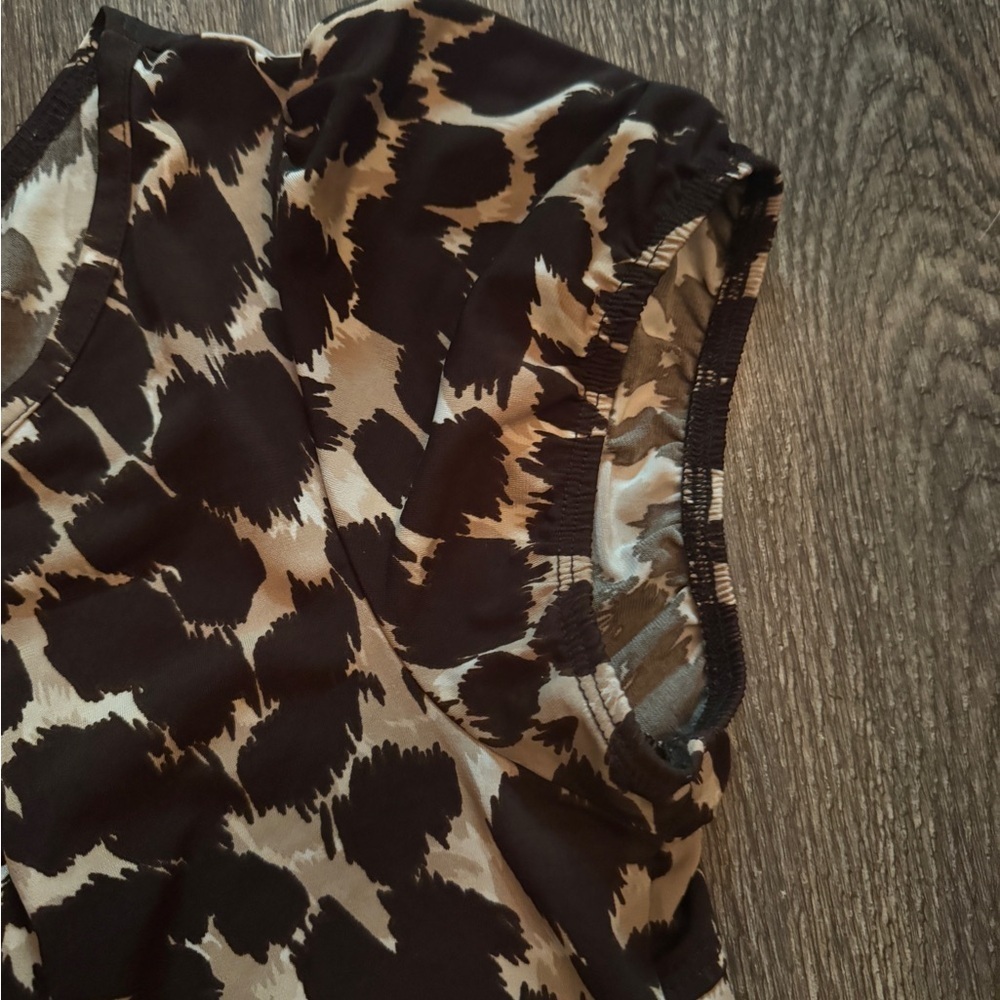 AB Studio Brown Animal Print Blouse Size Large - Picture 3 of 6